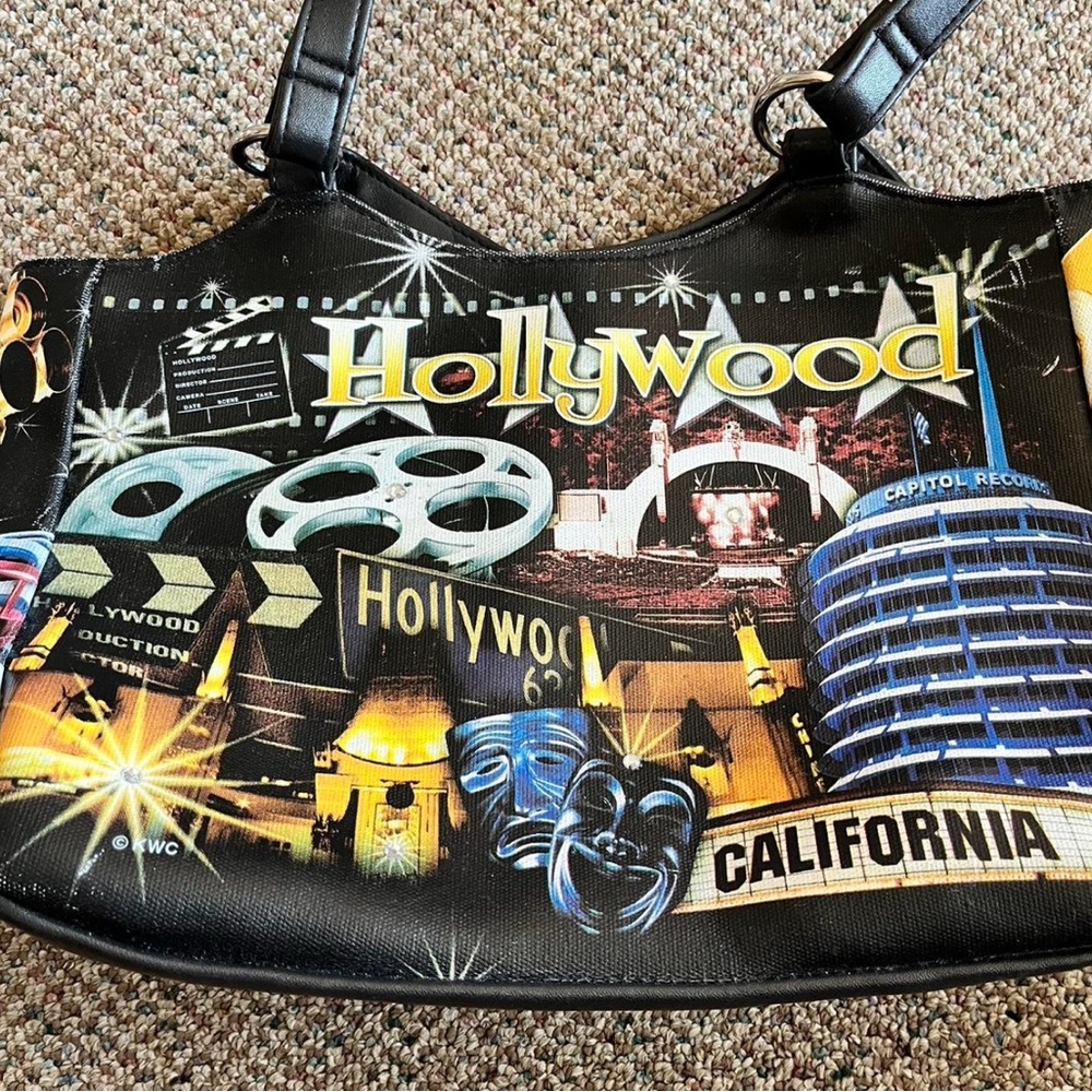 Hollywood Themed Black Shoulder Bag